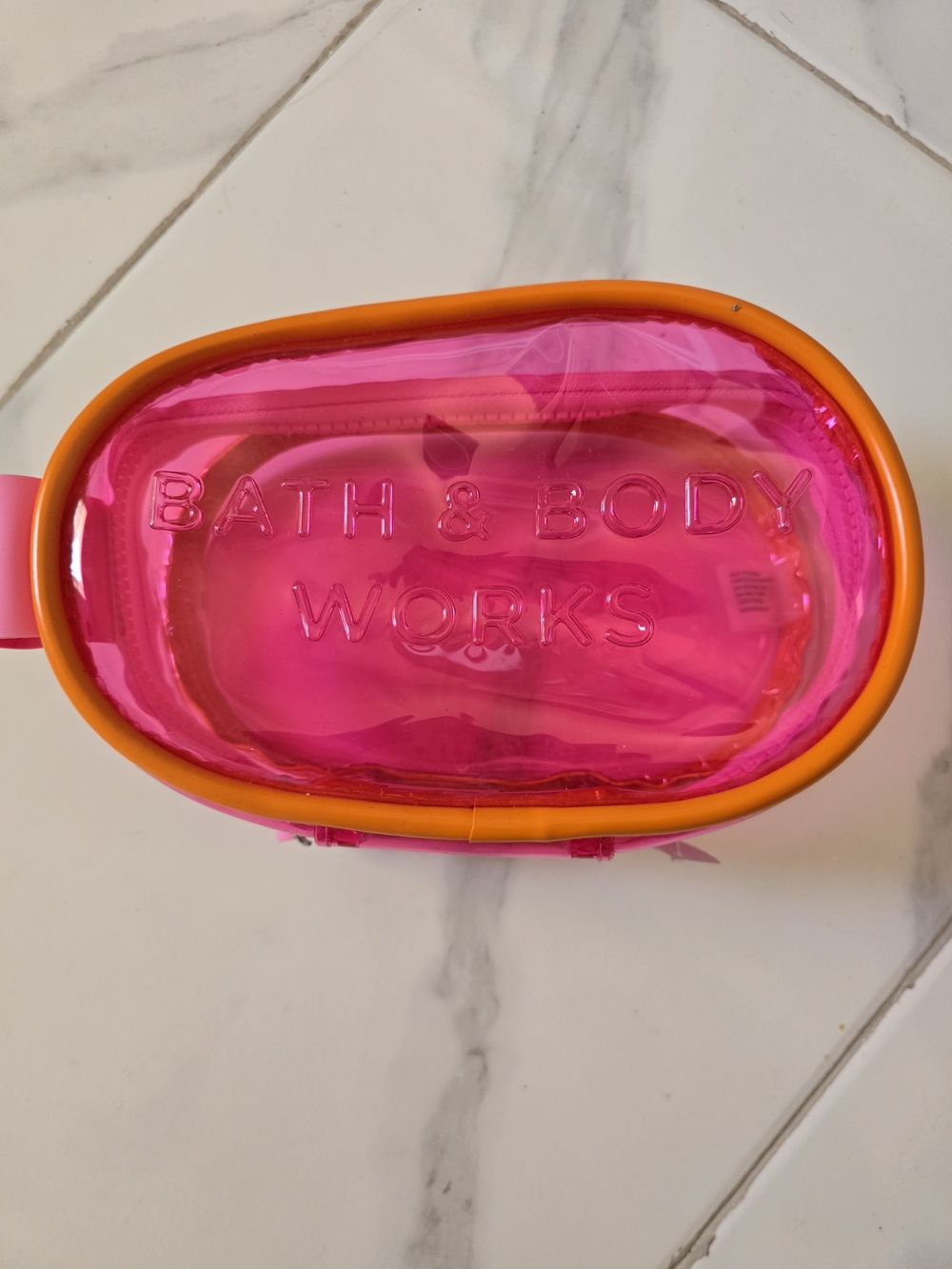 Bath & Body Works Hot Pink & Orange Clear Travel Case